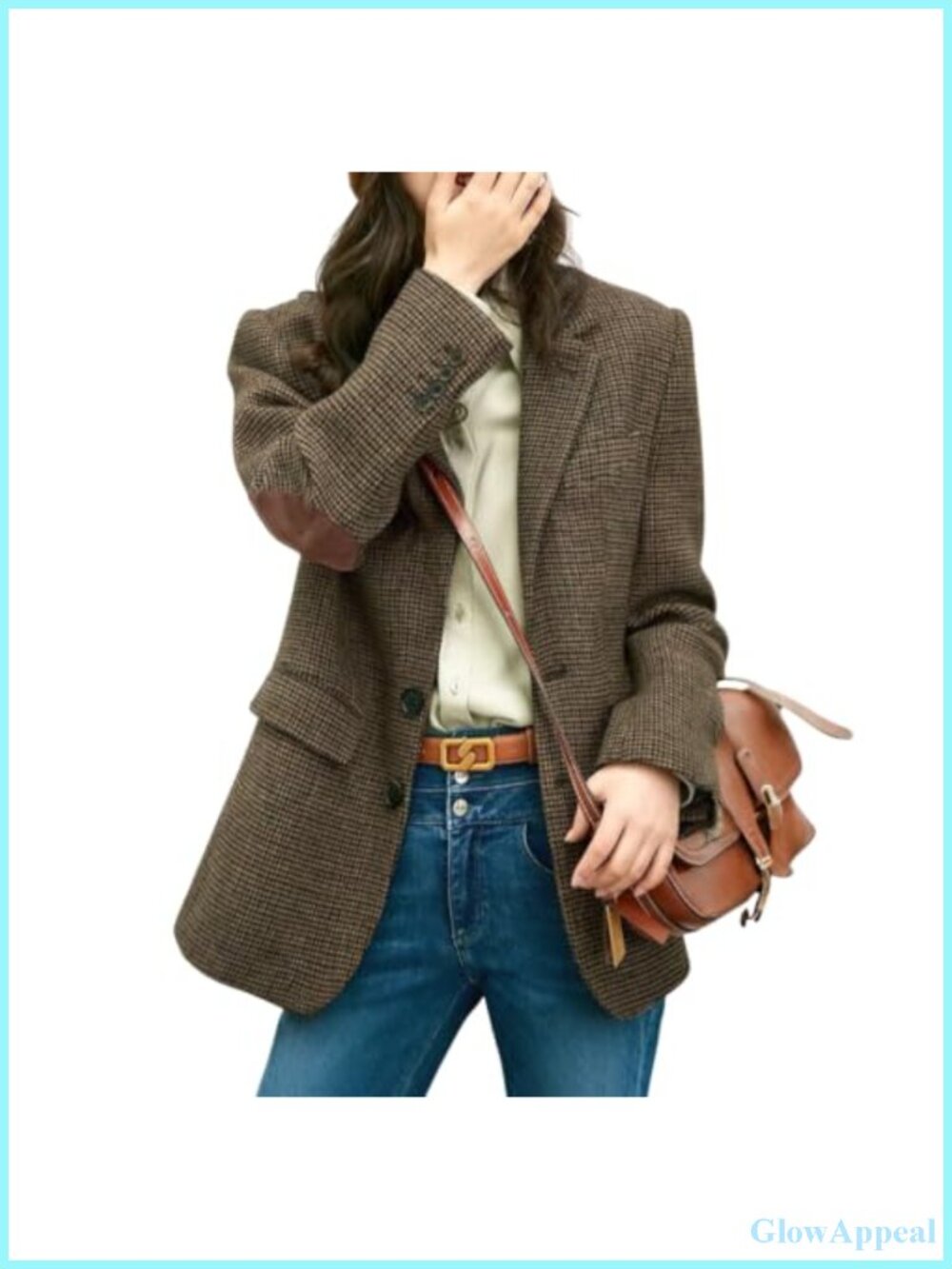 Wool Blend Plaid Blazer Jacket Button Down Business Casual Work Coat